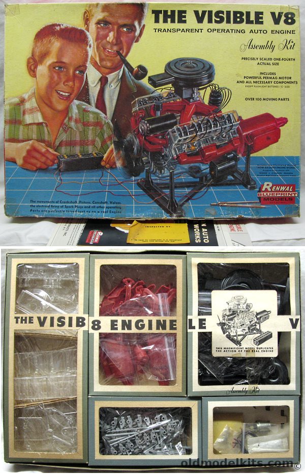 Renwal 1/4 The Visible V8 (V-8) - Transparent Motorized Operating Auto Engine, 802-1298 plastic model kit